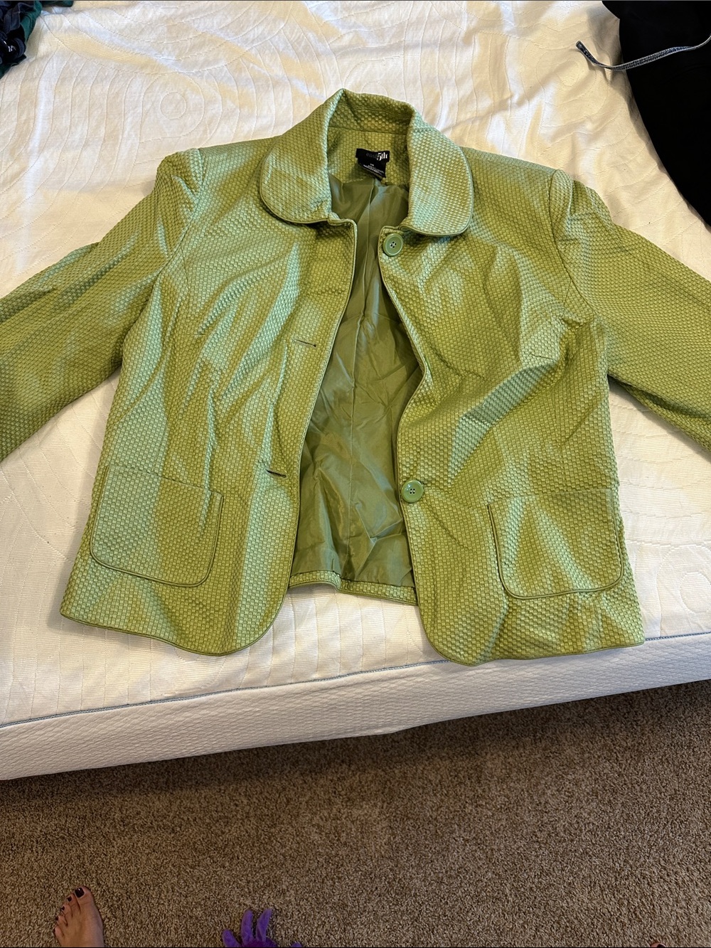 Vintage East 5th Lime Green Textured Women's Blazer